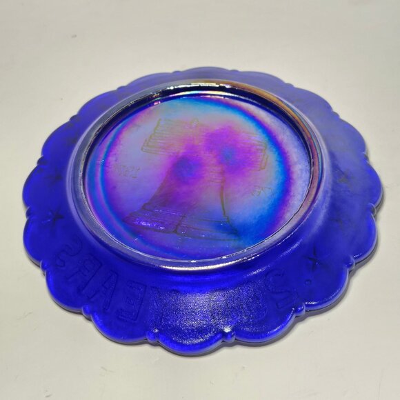 Joe St. Clair 1776 1976 Cobalt Blue Carnival Glass Bicentennial Plate - Picture 6 of 11